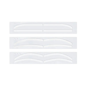 Set of Brow Code silicone eyebrow stencils in three distinct brow shapes, designed for precise, mess-free mapping and shaping during brow treatments