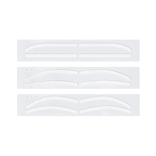 Set of Brow Code silicone eyebrow stencils in three distinct brow shapes, designed for precise, mess-free mapping and shaping during brow treatments