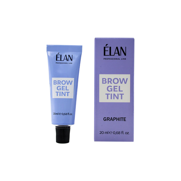 ÉLAN Brow Gel Tint Graphite 20ml tube with packaging for intense cool-toned eyebrow tinting on dark or ashy brows