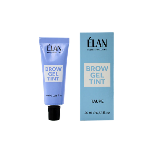 ÉLAN Brow Gel Tint Taupe 20ml tube with matching box for soft, cool-toned eyebrow tinting results