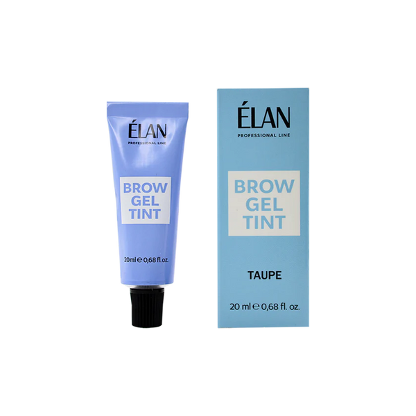 ÉLAN Brow Gel Tint Taupe 20ml tube with matching box for soft, cool-toned eyebrow tinting results