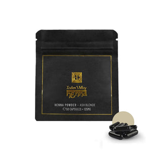 Brow Code Henna Powder in Ash Blonde, a professional-grade brow tint in capsule form, providing long-lasting color for defined eyebrows