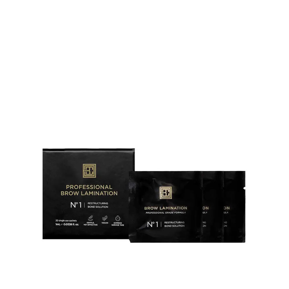 Brow Code Professional Brow Lamination No.1 Restructuring Bond Solution, a high-quality formula designed to restructure and set brow hairs in place, ensuring long-lasting, lifted results