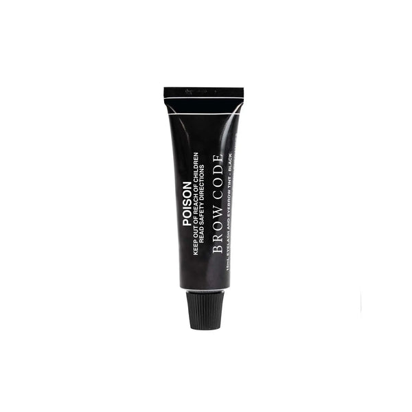 Brow Code Black Brow Tint in a professional black tube with a deep black color indicator on the cap, formulated for bold and defined brow and lash enhancement
