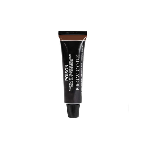 Brow Code Natural Brown Brow Tint in a sleek black tube with a brown color indicator on the cap, designed for professional brow tinting