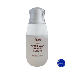 Élan x Belik After Wax Repair Serum in 50 ml frosted pump bottle, formulated to soothe, repair, and hydrate skin after waxing treatments.