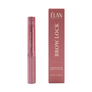 Élan Brow Lock Strong Fixation Brow Styling Gel in 4.5ml tube with matching box, designed for long-lasting eyebrow shaping and hold