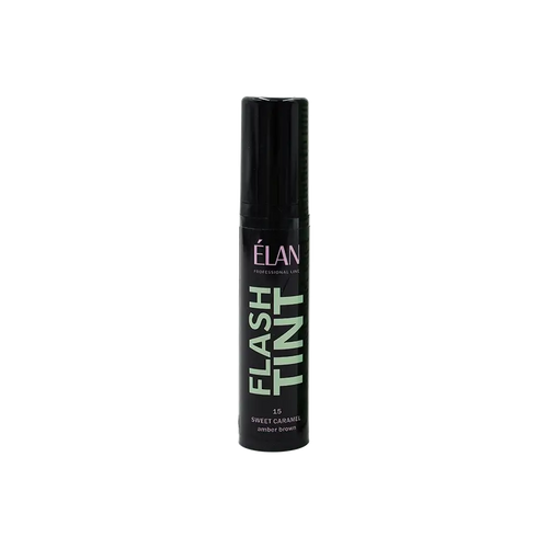 Élan Flash Tint Sweet Caramel 10ml, amber brown professional eyebrow tint for rich color payoff and defined, natural-looking brows