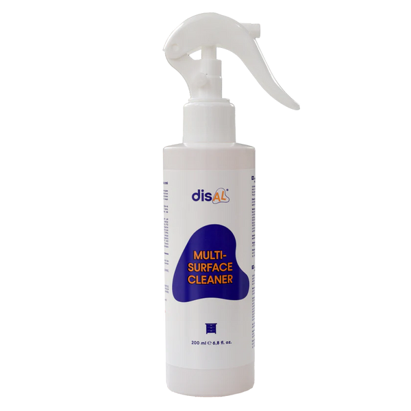 Disal Multi-Surface Cleaner 200ml in a white spray bottle with a dark blue and orange label, formulated for cleaning various salon surfaces