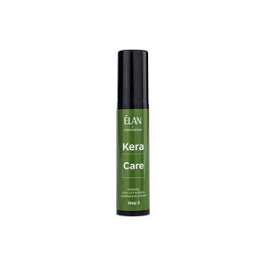 Élan Kera Care Step 3 from the Keraveg Lash Lift and Brow Lamination System, in a sleek green bottle for nourishing aftercare