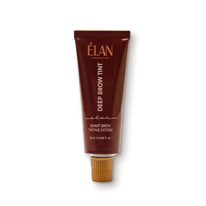 Élan Deep Brow Tint in a 20ml tube with gold cap from the Smart Brow Tinting System, designed for long-lasting eyebrow color.