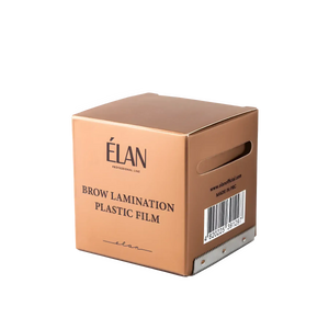 ÉLAN Brow Lamination Plastic Film in a bronze dispenser box with serrated edge and side slot for easy access and clean film cuts.