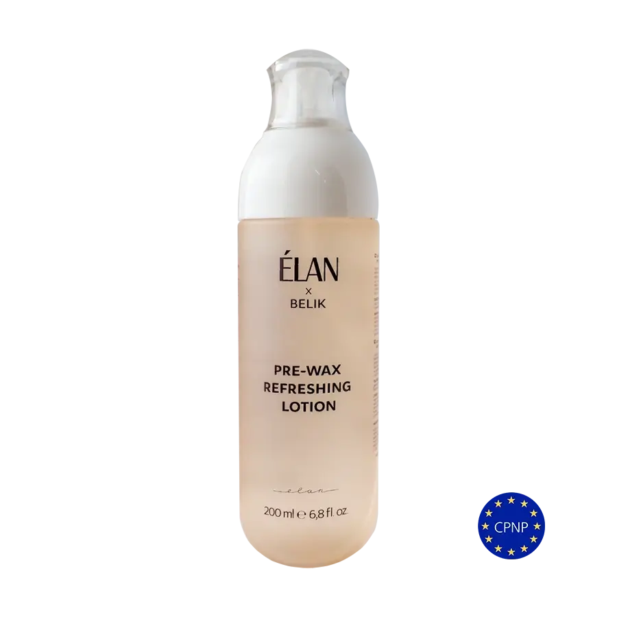 ÉLAN x Belik Pre-Wax Refreshing Lotion in a 200ml bottle, designed to cleanse and prep the skin before waxing treatments.
