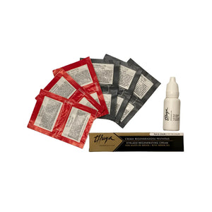 Thuya Brow Lamination Mini Kit with individual sachets of permanent gel and neutralizer cream, fixing solution, and eyelash regenerating cream