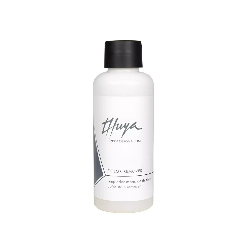 Thuya Professional Line Color Remover bottle, a gentle solution for removing dye stains from skin after brow and lash tinting treatments.