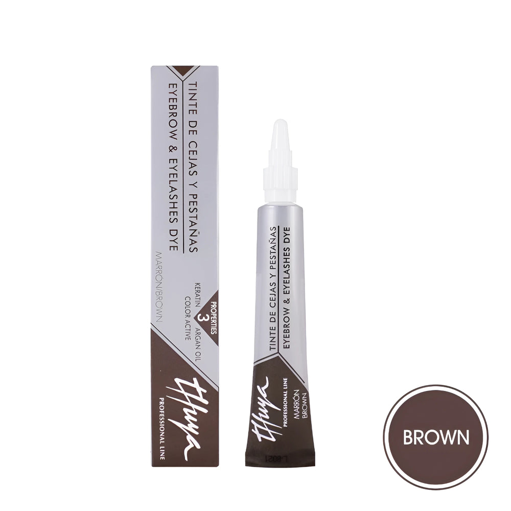 Thuya Eyebrow and Eyelash Dye in Graphite enriched with keratin, argan oil, and color-active complex for cool-toned, defined brows