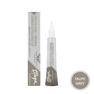 Thuya Eyebrow and Eyelash Dye in Taupe Grey with keratin, argan oil, and color-active complex for a soft, cool-toned brow tint