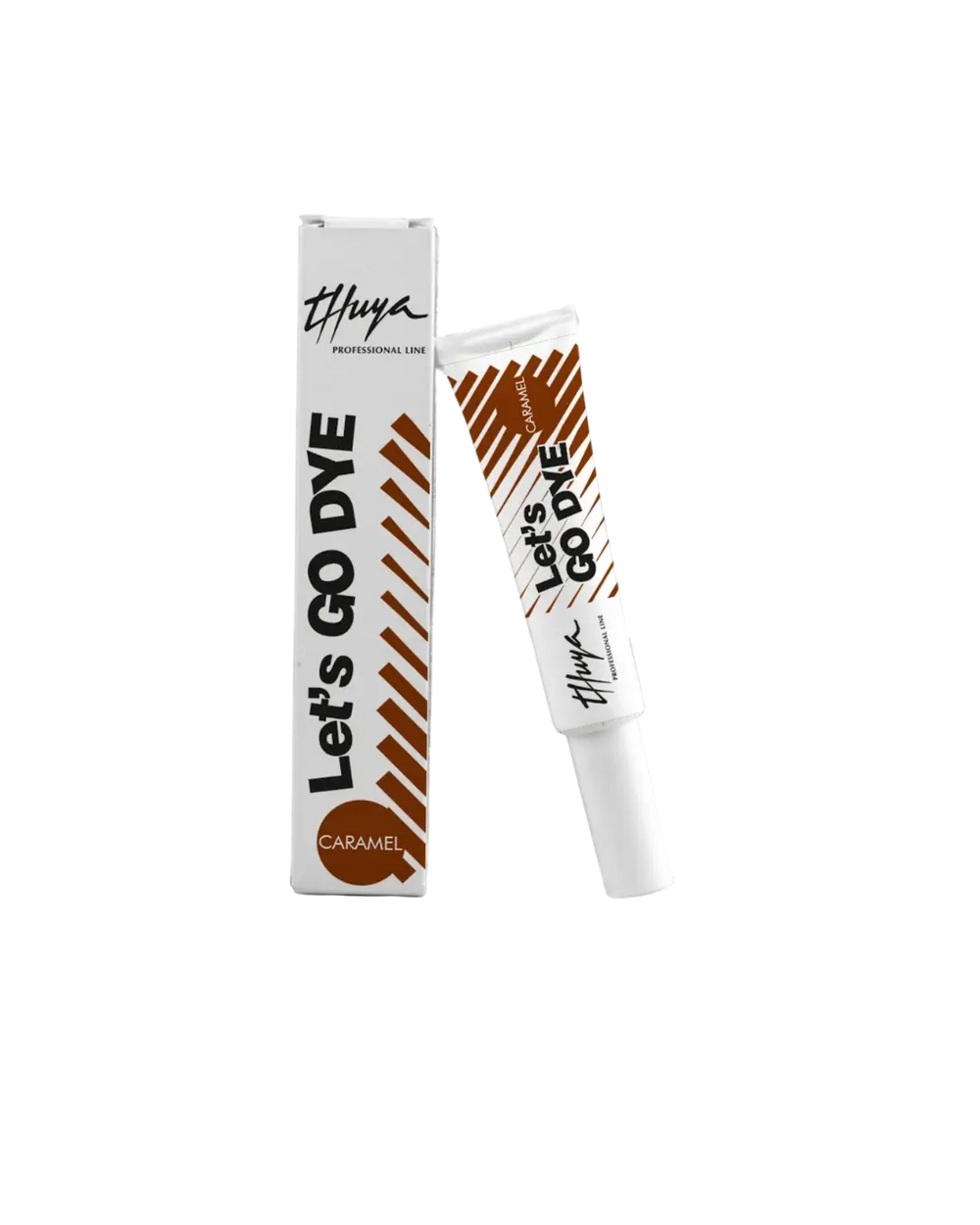 Thuya Let's Go Dye Caramel delivers warm light brown eyebrow tint in a professional tube for soft, natural brow enhancement with lasting color