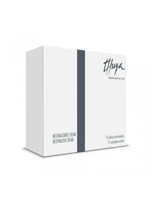 Thuya Neutralizer Cream box containing 12 monodose sachets, formulated to fix hair shape after brow and lash lamination procedures.