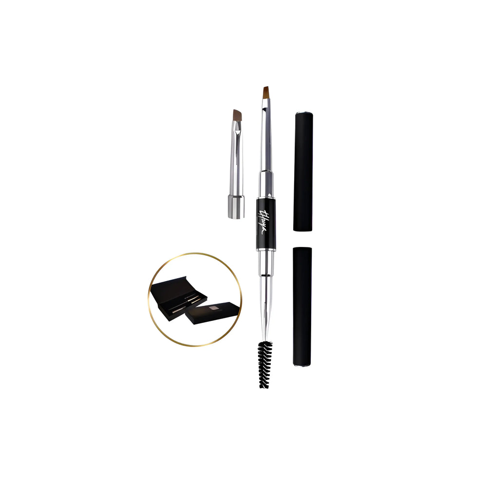 Thuya Premium Dye Brush Kit with sleek black case, featuring dual-ended precision brushes and spoolie for professional brow tint application.