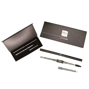 Thuya Premium Dye Brush Kit with sleek black case, featuring dual-ended precision brushes and spoolie for professional brow tint application.