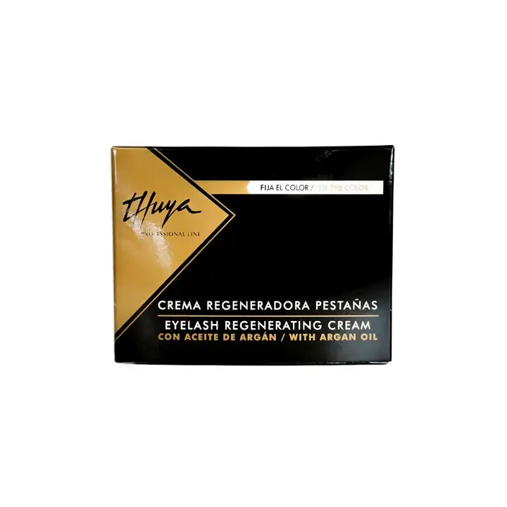 Thuya Eyelash Regenerating Cream box with 12 monodose sachets enriched with argan oil to restore lashes and brows after lamination or tint.