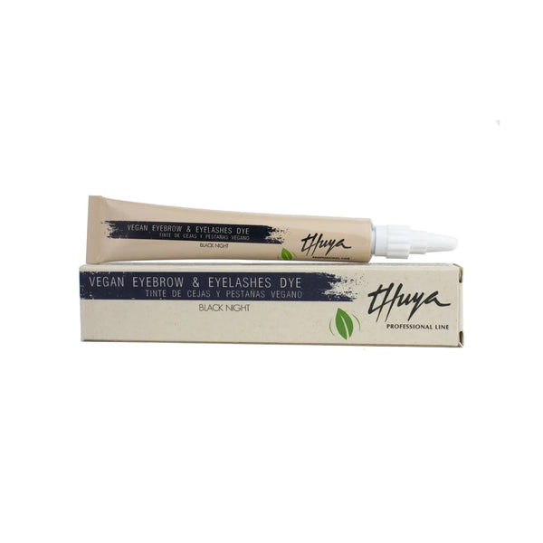 Thuya Vegan Eyebrow & Eyelashes Dye in Black Night, rich dark tone for bold definition, professional plant-based brow tint.